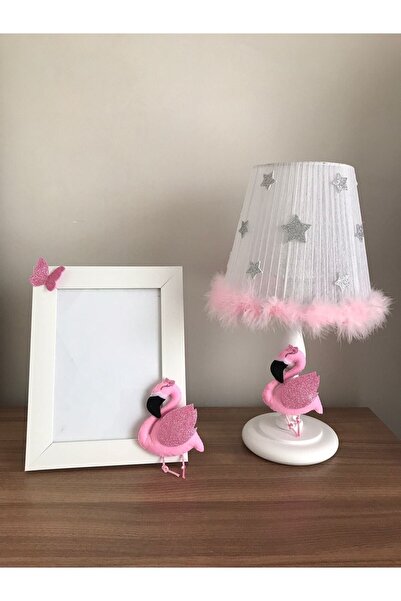 Keçeli parti hayalleri Bebek Çocuk Odası Abajur Ve Çerçeve Filamingo Pembe
