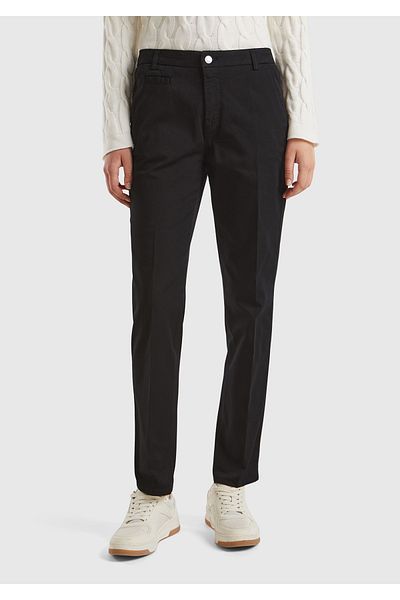 United Colors of Benetton Black Elastane Basic Women's Chino Pants