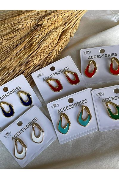 MOREPERLA Asymmetric Green Color Earrings