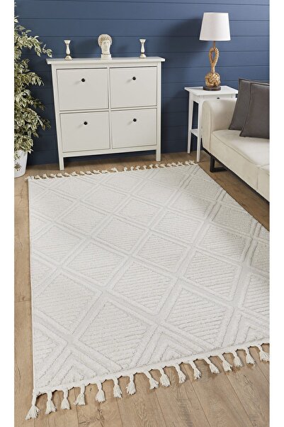 venucci home & living Quincey Bukleli Yumuşak Peluş Post Shaggy Krem Çocuk Odası Oturma Odası Salon Mutfak Halısı