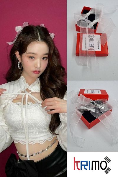 KRIMO Kpop Ive Wonyoung White Bow Hair Clip