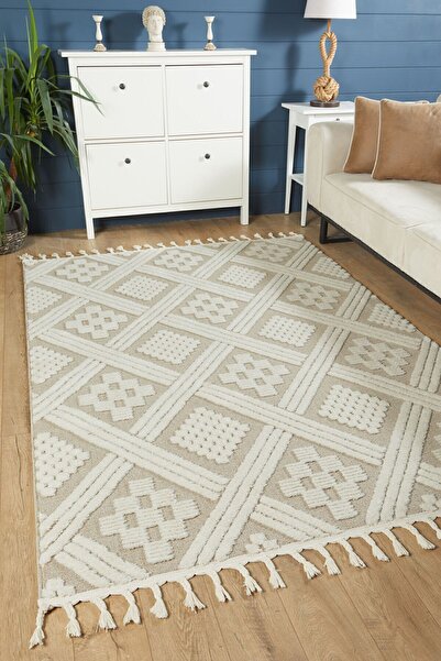 venucci home & living Quincey Bukleli Yumuşak Peluş Post Shaggy Krem Çocuk Od...