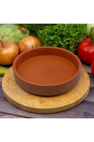 ERATEC Stone Oven Compatible-Round Casserole Container''31X5'' Pottery Pan