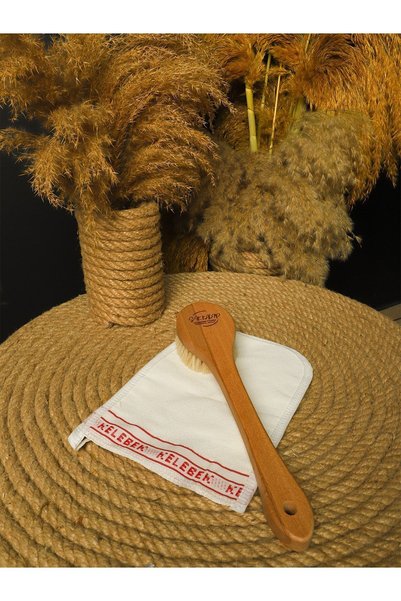 Şık Kalıp Natural Horsehair Handle Brush And Butterfly Pouch