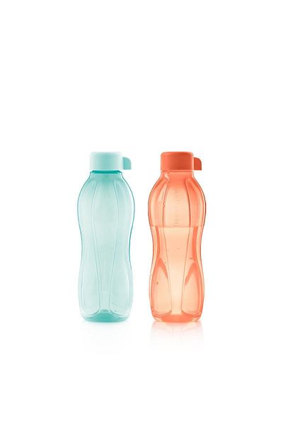 Tupperware Eco Bottle Water Bottle Water Blue and Orange 2 Pack 500 ml