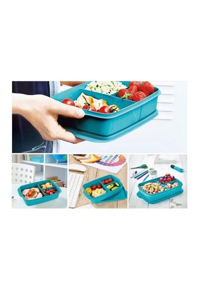 Tupperware صندوق غداء أزرق - مقصورة، صحي، فيروزي Hsgl