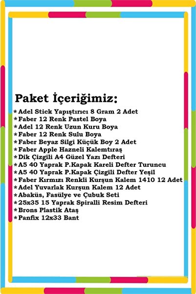 Faber Castell Kırtasiye Kulübü 1. Sınıf Okula Başlangıç Kırtasiye Seti