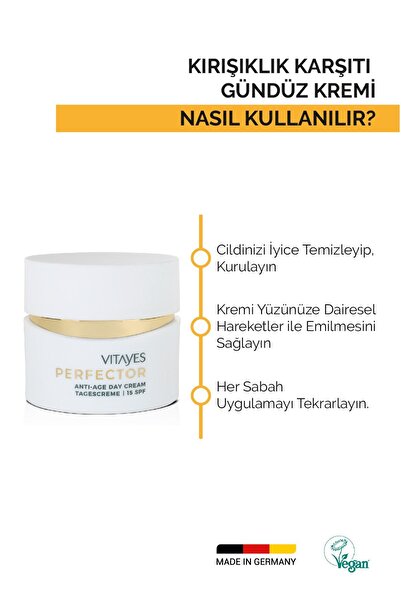 VITAYES Yüz Gündüz Kremi Nemlendirici Güneşten Koruyucu Kırışıklık Karşıtı Anlık Canlandırıcı Etkili 15spf