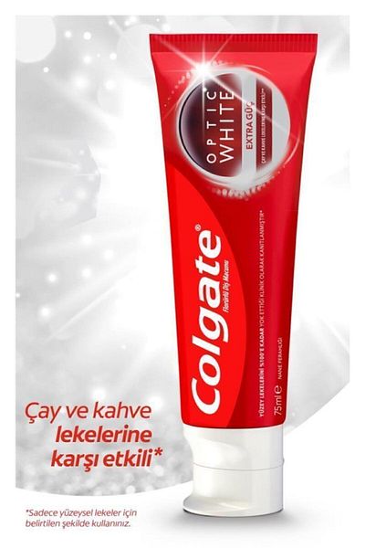 Colgate Optic White Extra - Whitening Toothpaste Effective Against Tea and Coffee Stains 2X75Ml