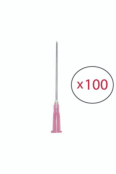 Ayset Pembe İğne Ucu (100 Adet) Steril Hipodermik İğne Enjektör İğnesi 18G 38mm