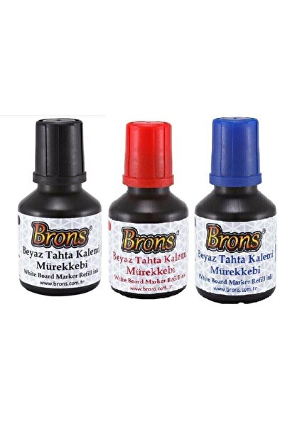 Brons 30 Cc Tahta Kalem Mürekkebi Seti 3 Renk Kırmızı Siyah Mavi Tx