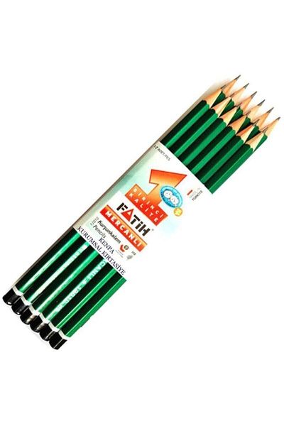 Fatih 12 Pieces of Pencils + 3 Red Pencils + 2 Erasers + Pencil Sharpener