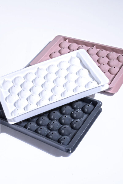 Porselen Diyarı Pratik 33'lü Küre Misket Buz Kalıbı Kapaklı 33 Hazneli Yuvarl...