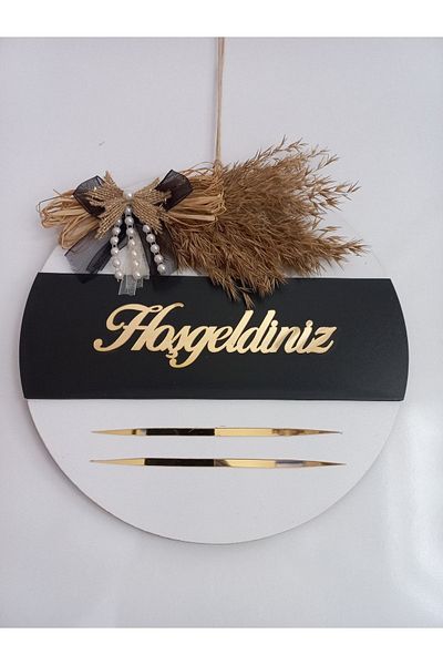 HeiN Welcome Written Mirrored Plexiglass Wooden Door Ornament