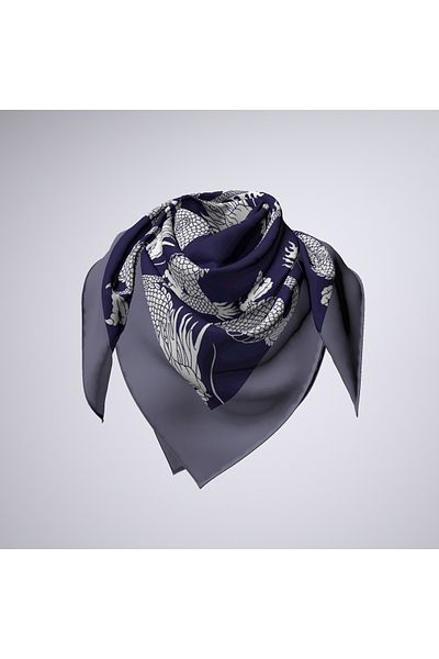 Modabutik Indigo γυναικεία μπαντάνα - μοτίβο δράκου, 70x70 DG0126-22