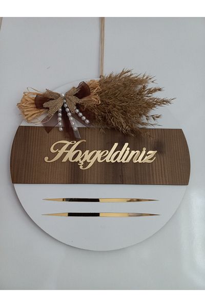 HeiN Welcome Written Mirrored Plexiglass Wooden Door Ornament