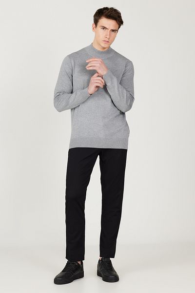 ALTINYILDIZ CLASSICS Men's Black Slim Fit Slim Fit Cotton Flexible Chino Trousers