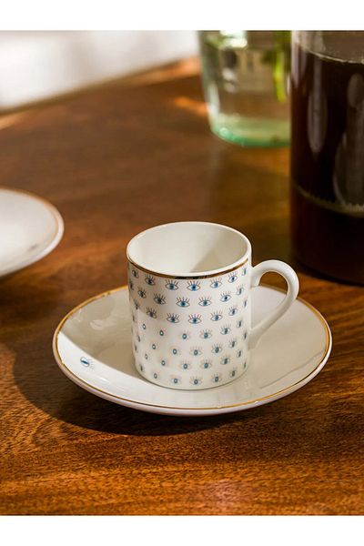 LC Waikiki LcwHOME2-person Blue Printed Porcelain Cup Set - 90 Ml