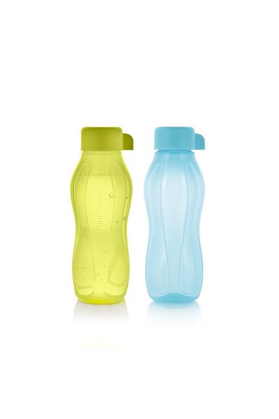 Tupperware Eco Sise Water Bottle Lemon and Blue 2 Pack 310 ml