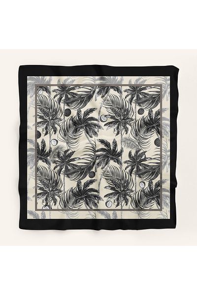 Modabutik Bandană de damă cu model tropical alb-negru - 70x70 DG1458-22