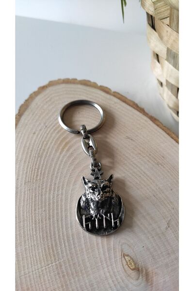 Esey Dizayn Göktürk Türk Kurt Metal Anahtarlık