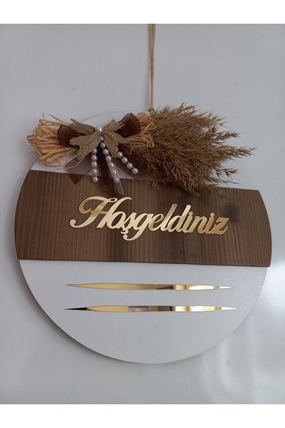 HeiN Welcome Written Mirrored Plexiglass Wooden Door Ornament