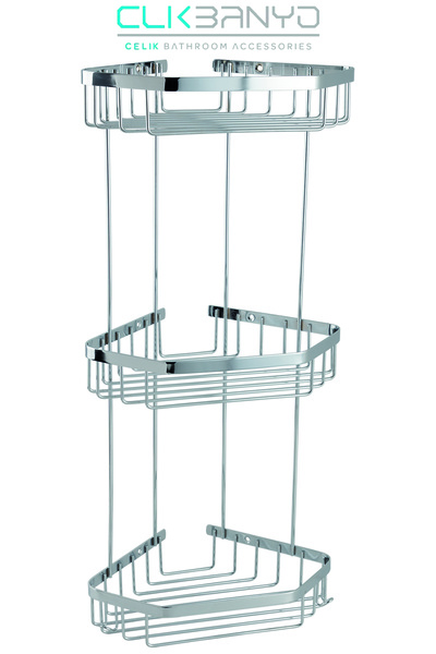 ÇELİK BANYO حامل شامبو سيلين ثلاثي مقاس 19 × 19 سم 304 مقاوم للصدأ