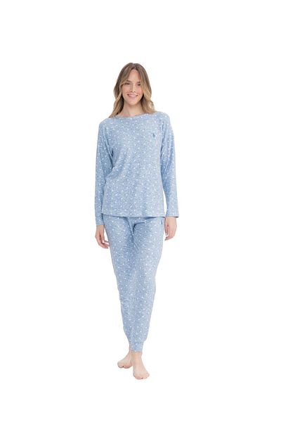 U.S. Polo Assn. BAZA. Polo Assn. Set de pijamale de damă cu gât rotund albastru