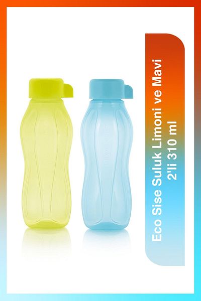 Tupperware Eco Sise Water Bottle Lemon and Blue 2 Pack 310 ml