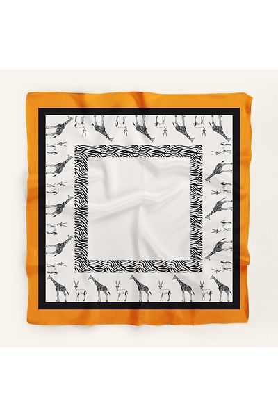 Modabutik Bandană de damă cu model girafă alb-negru - 70x70 DG1527-22