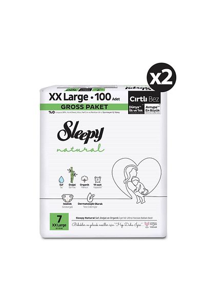 Sleepy Size 7 Xxlarge 200 Pieces Natural Gross Baby Diapers Pack