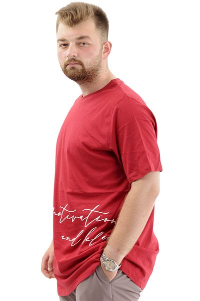ModeXL Ανδρικό βαμβακερό μπλουζάκι BELIEF U24085 Claret Red - Απαλή υφή, Oversize