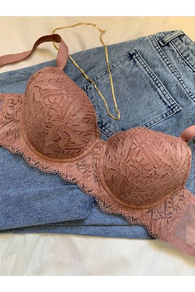 ROZENİN LINGERIE Lace Large Size Non-Support Empty C Cup Bra