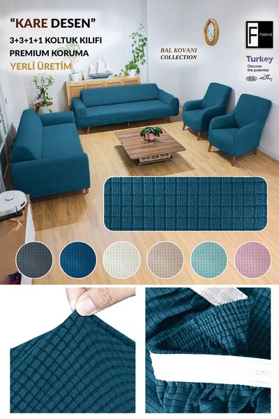 Faiend Set de huse de canapea extensibile flexibile Lycra 3/3/1 - Husa de canapea extensibila