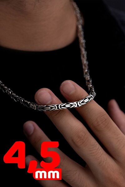 vogutima Erkek Gümüş Kolye - 4.5mm Kare Kral, Sevgiliye, Eşe, Babaya Hediye K...