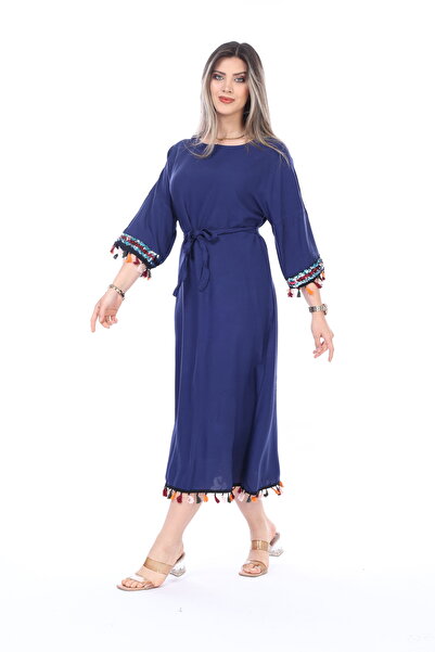 mervemoda Καλοκαιρινό μίντι γυναικείο φόρεμα - μανίκι τριών τετάρτων