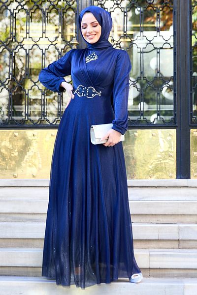TOFİSA 11365-navy blue Evening Dress