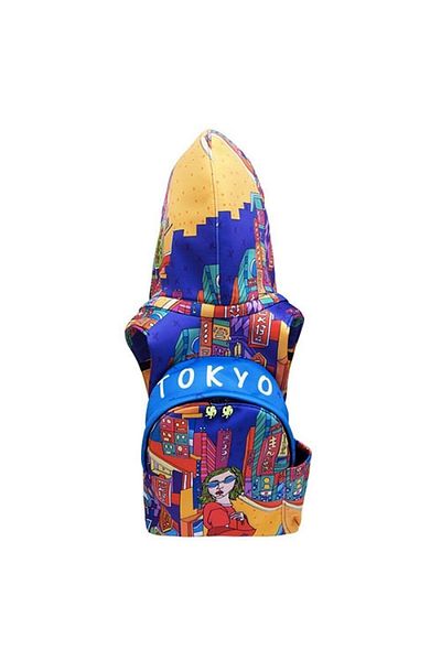Morikukko Ελαφρύ μεγάλο σχολικό σακίδιο πλάτης Ikigai City Tokyo με μοτίβο με αφαιρούμενο κουκούλα