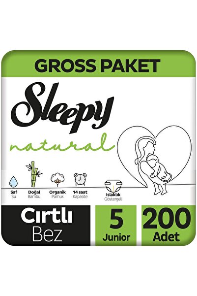 Sleepy Natural Gross Paket Bebek Bezi 5 Numara Junior 200 Adet