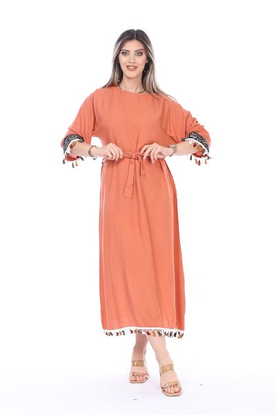 mervemoda Καλοκαιρινό μίντι γυναικείο φόρεμα - μανίκι τριών τετάρτων