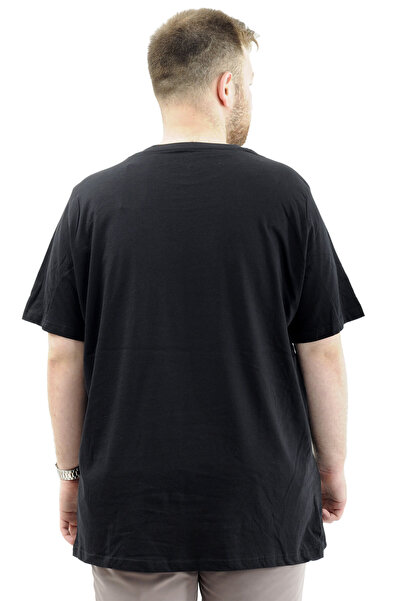 ModeXL Ανδρικό βαμβακερό μπλουζάκι - King Size, απαλή υφή, εμπριμέ FRANCISCO U24086 Μαύρο