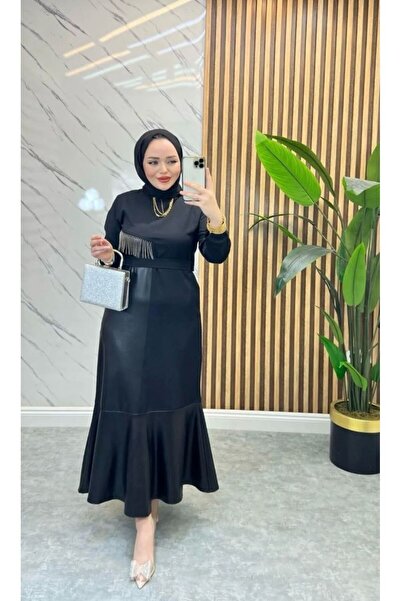 YILMAZBARMAZ rochie de damă din piele neagră