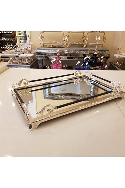 AlyaHomeAksesuar Classic Handled Tray 38*26 Cm