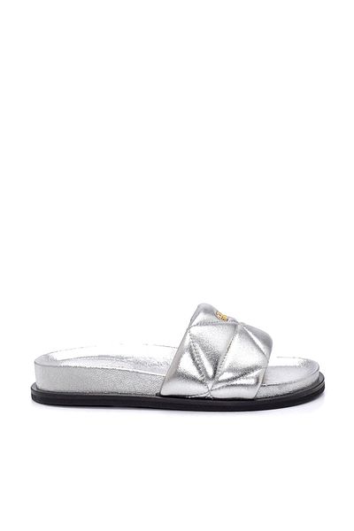 Sofia Baldi Plum Silver Leather Women's Flat Slippers