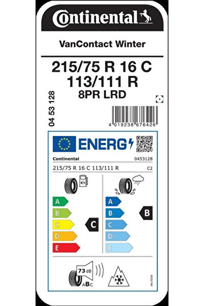 Continental 215/75 R16C 113/111R VanContact Winter 8PR Hafif Ticari Kış Lastiği Üretim 2023
