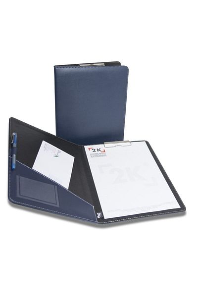 2K Secretarial Tray with Cover Faux Leather A4 - Navy Blue