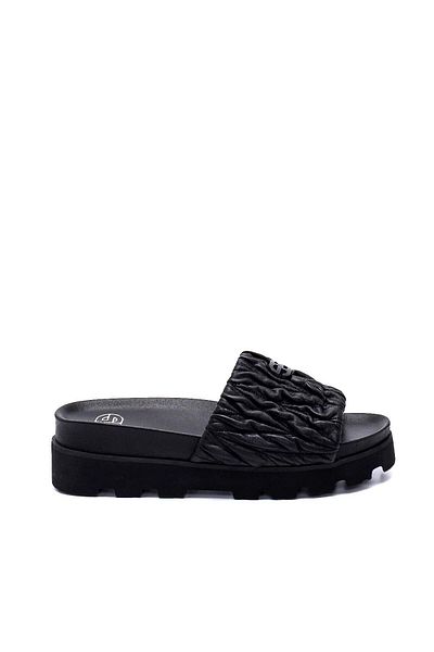 Sofia Baldi Black Leather Milan Women's Flat Slippers