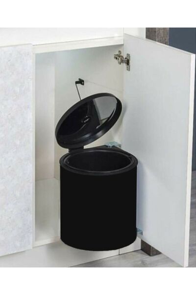 almital mobilya aksesuarları furniture accessories Matte Black Metal Luks Trash Can 11 Lt with Automatic Opening Lid