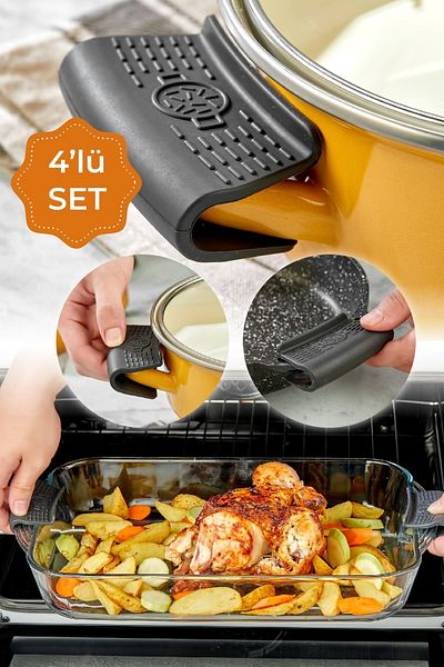 Vienev 4 Pieces Heat Resistant Pot Handle Pan Holder Fireproof Non-Stick