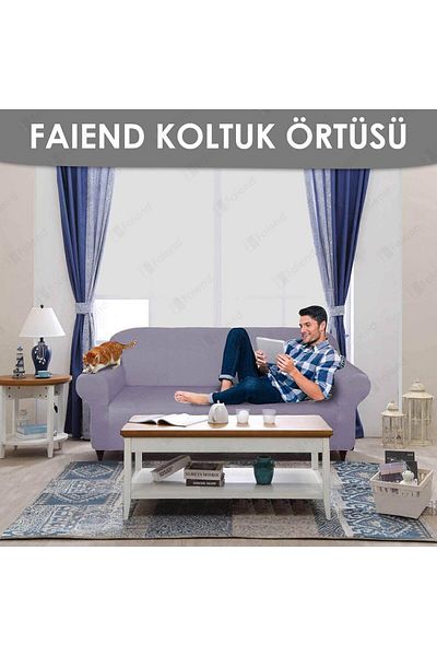 Faiend Chester 3-Seater Elastic Sofa and Seat Cover - Dark-Grey